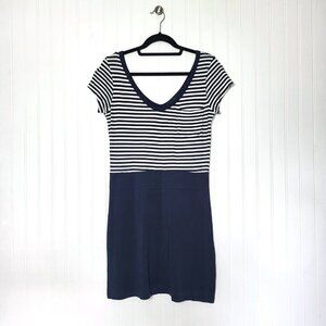 Broad Minded Clothing White & Navy Striped Dress